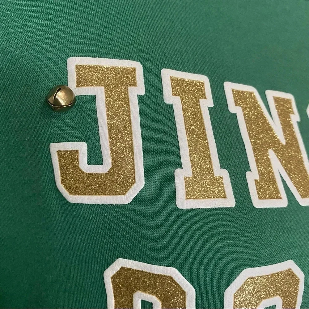 Joyland Green Christmas Holiday Pullover Sweater “Jingle Squad” With Real Bells - Picture 6 of 12